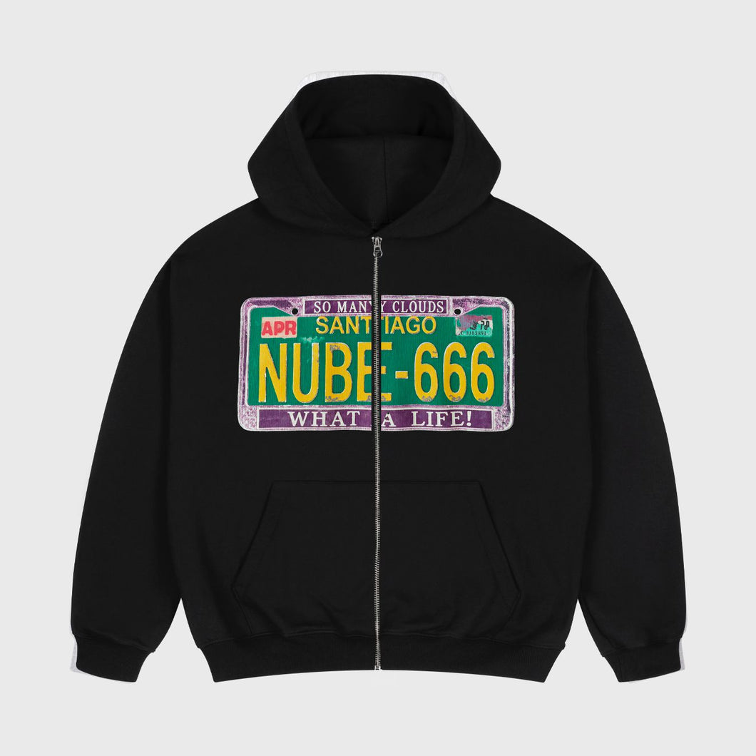 License Plate Zip Hoodie Black
