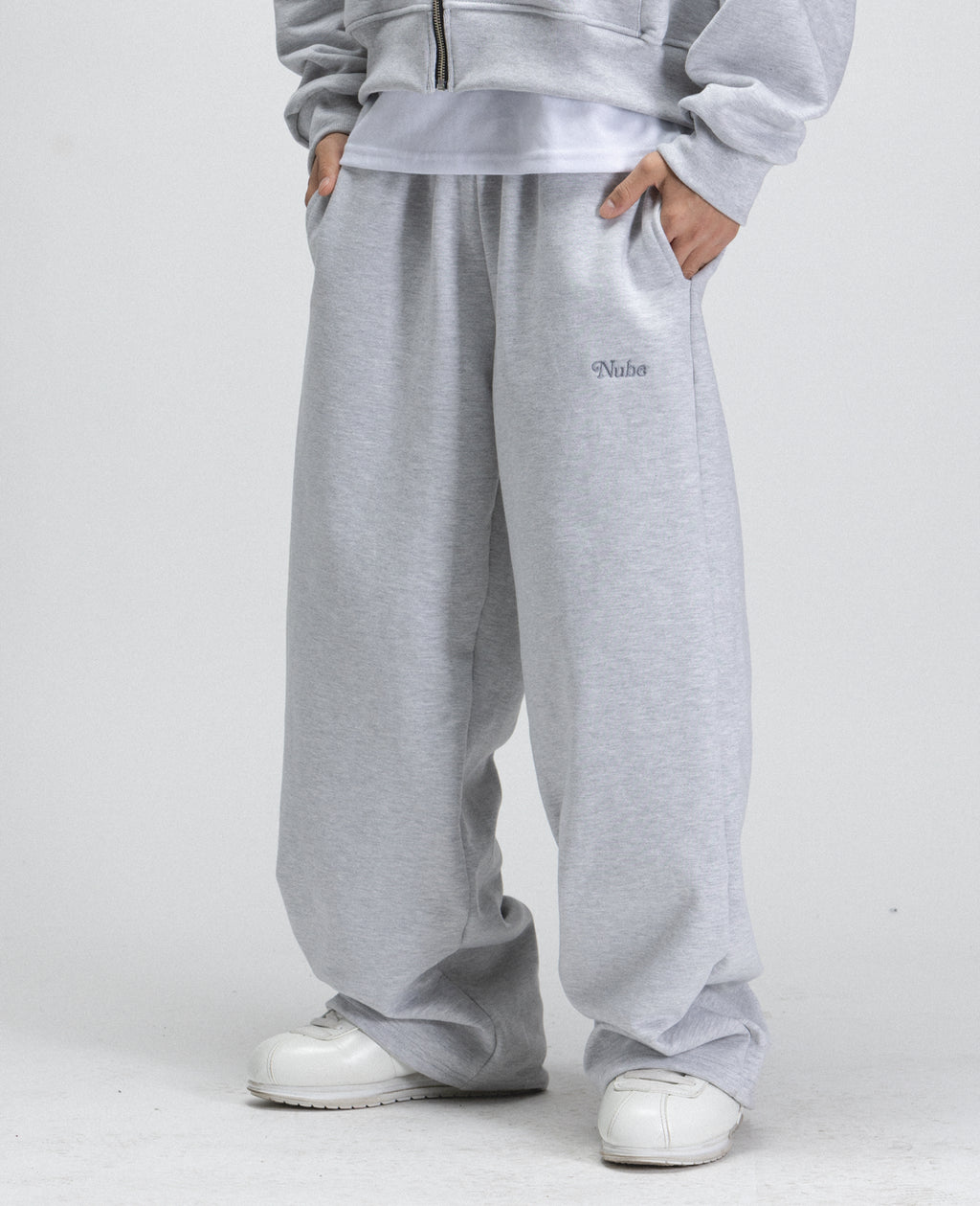 Heavy Basic Sweatpants Melange Grey