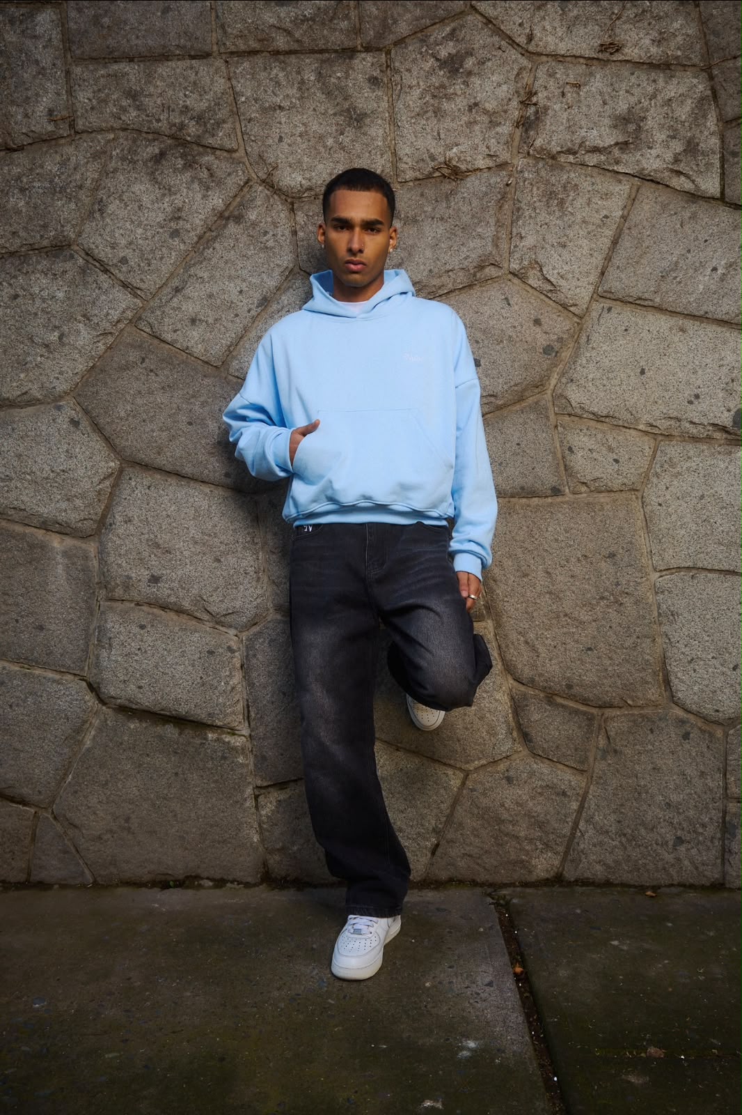 Heavy Basic Boxy Hoodie Baby Blue
