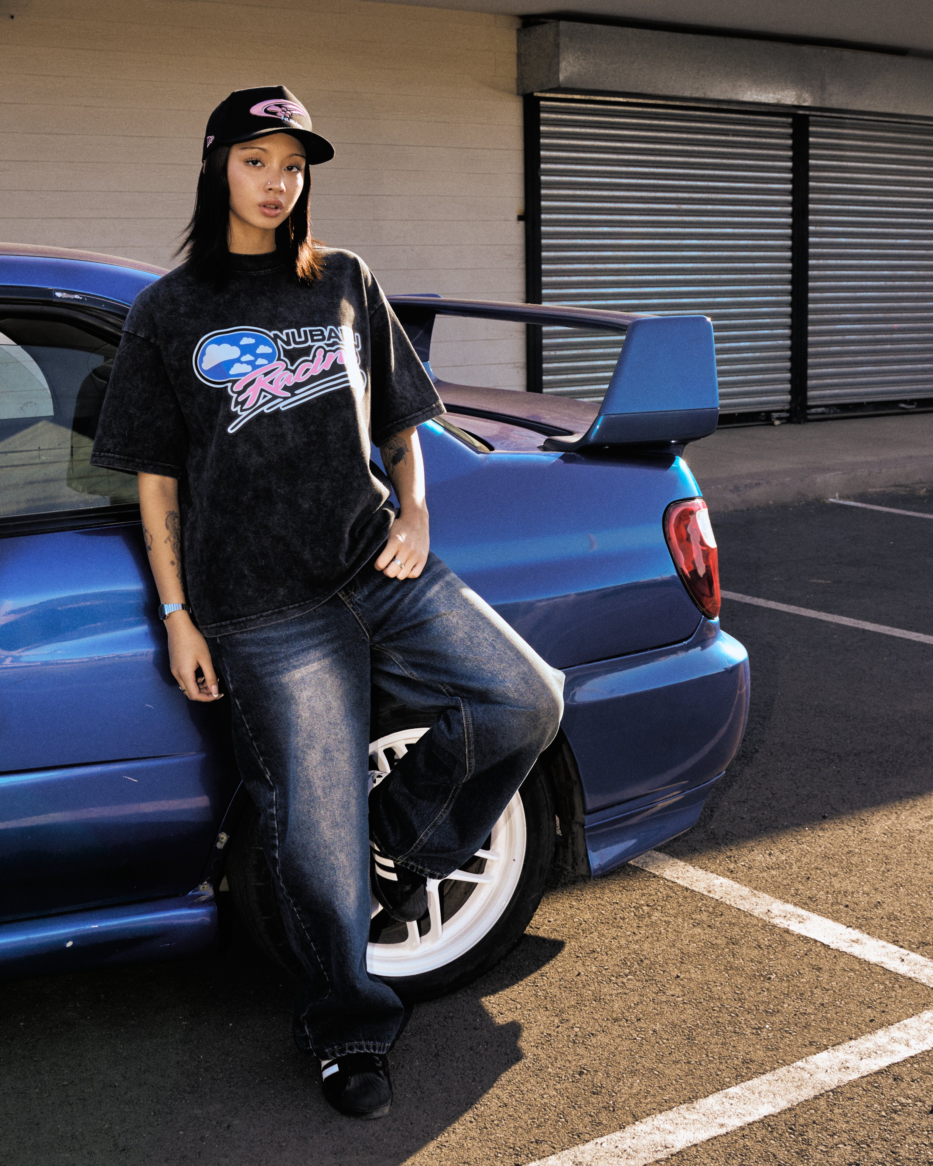 Nubaru Racing Washed Black Tee