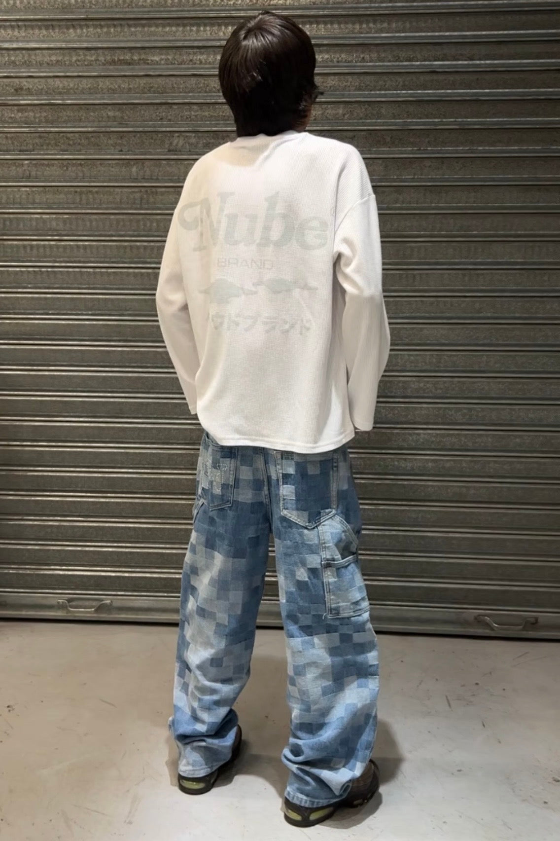 Japanese Logo Waffle Long sleeve White