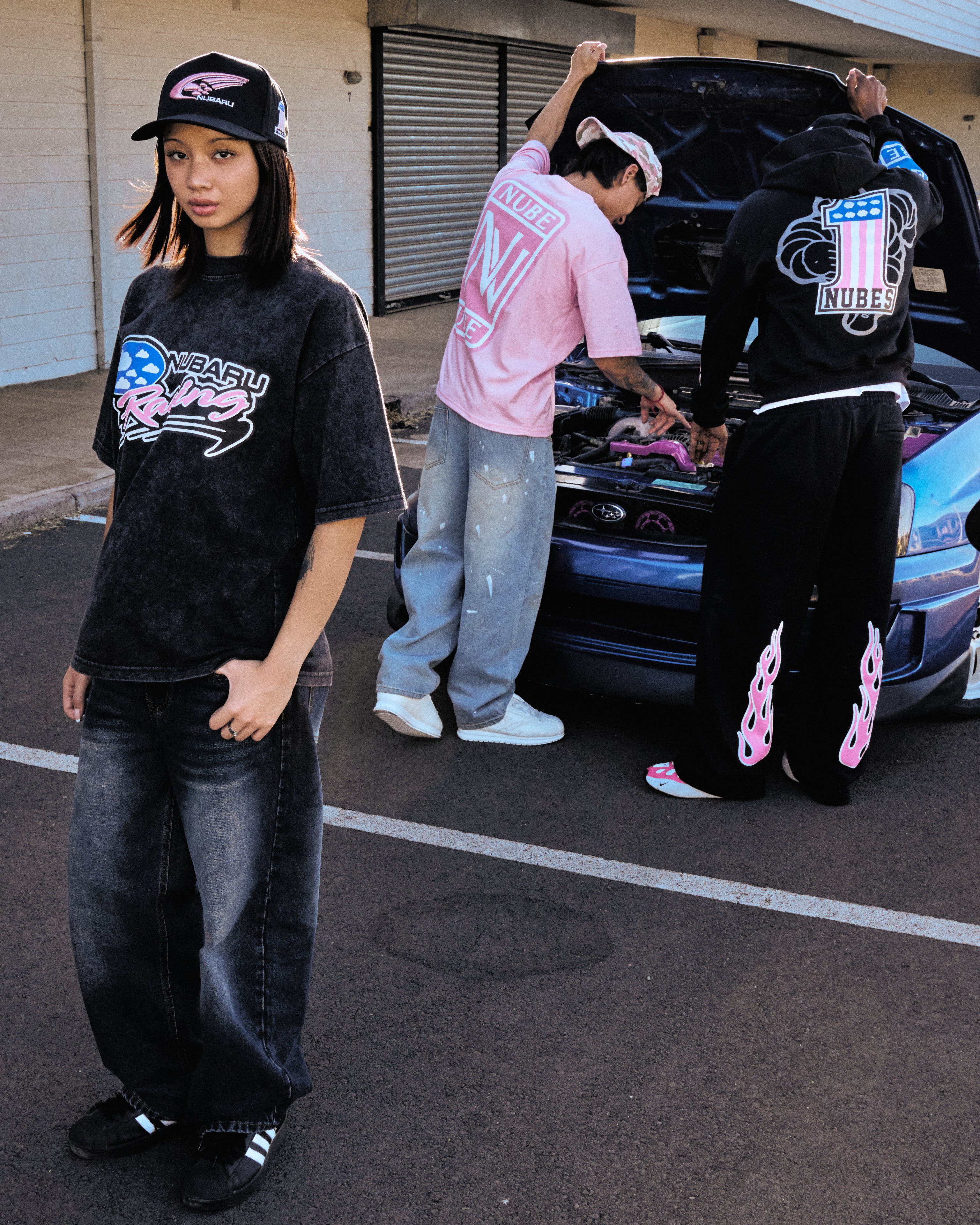 Nubaru Racing Washed Black Tee