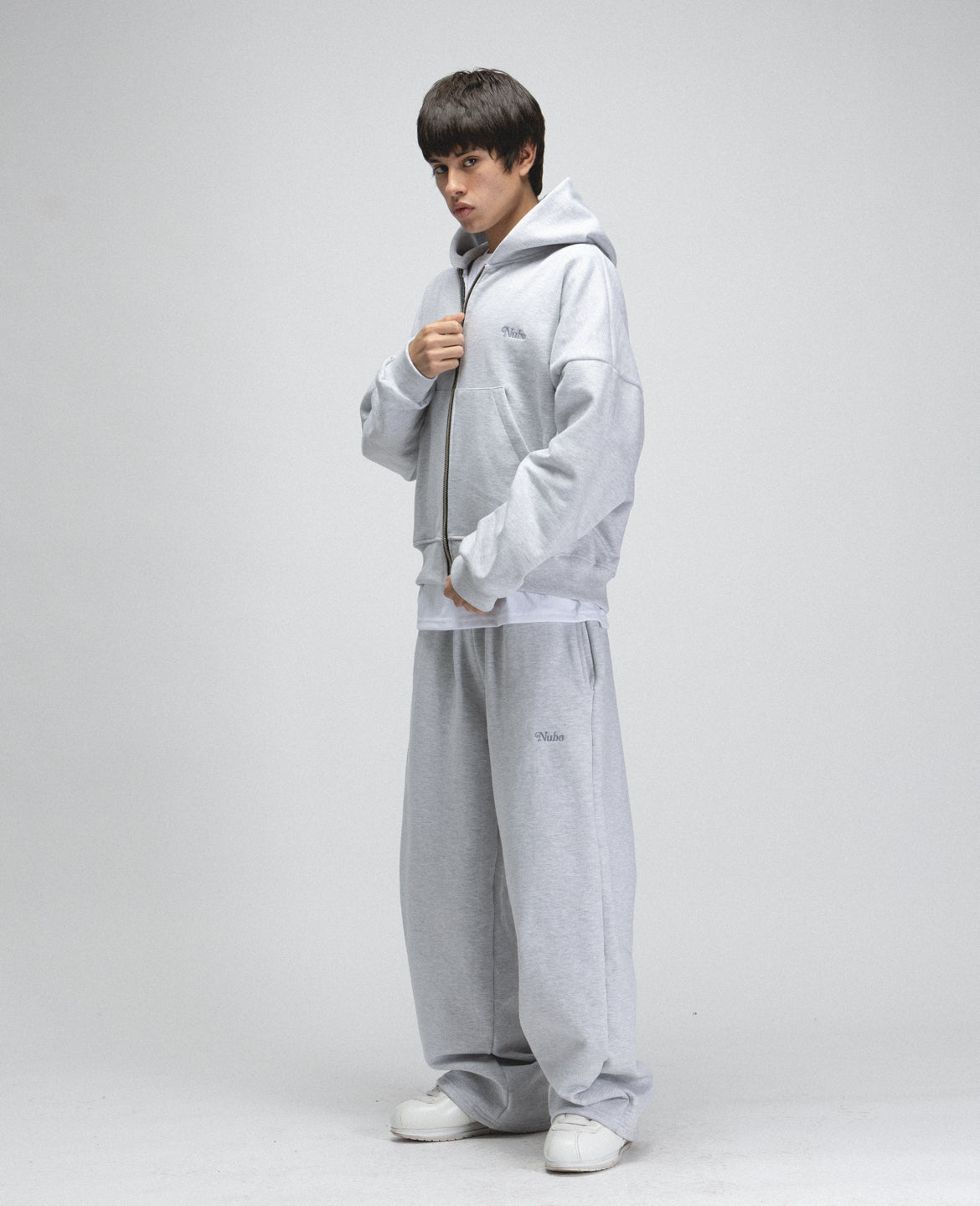 Heavy Basic Sweatpants Melange Grey