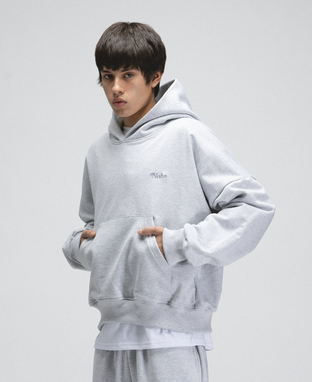 Heavy & Cozy Melange Grey Boxy Hoodie