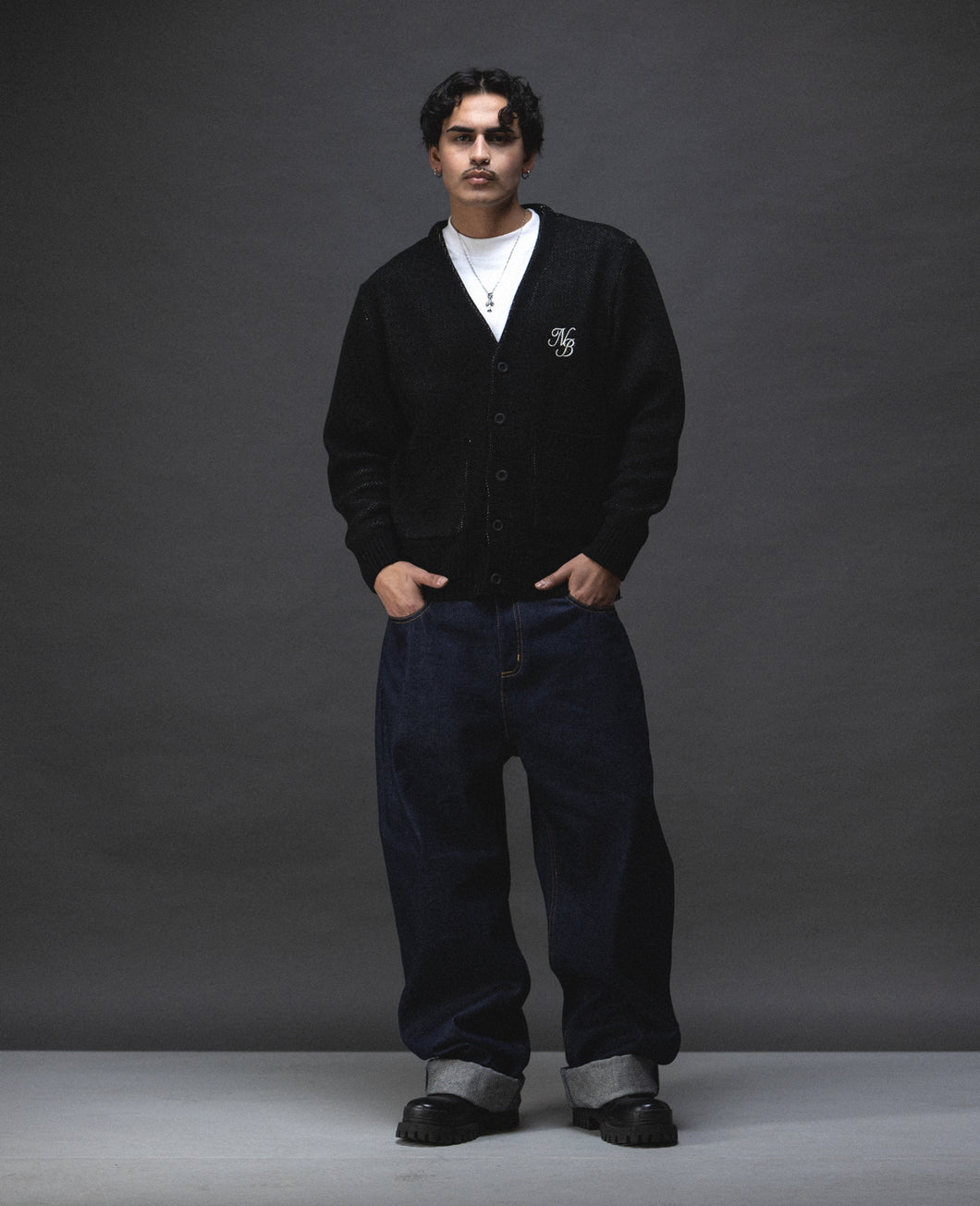 Script Logo Black Cardigan