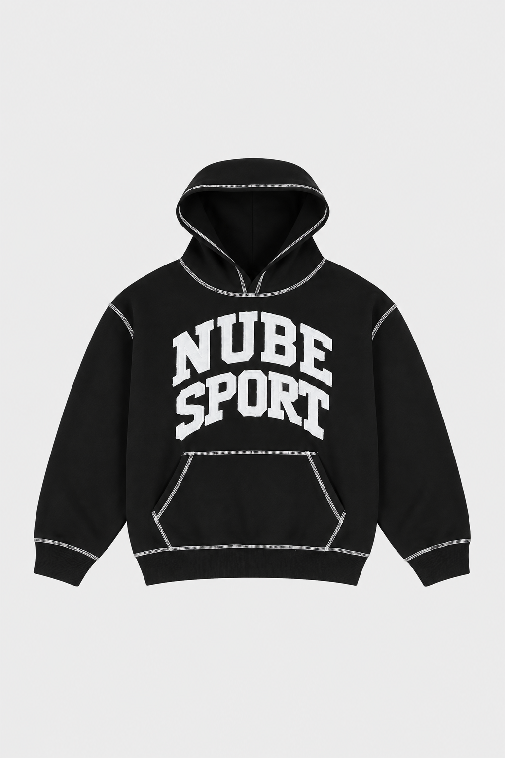 Nube Sport Contrast Stitch Black Hoodie