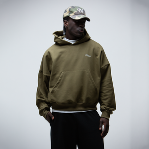 Basic Olive Green Boxy Hoodie