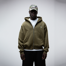 Cargar imagen en el visor de la galería, Basic Olive Green Zip Boxy Hoodie