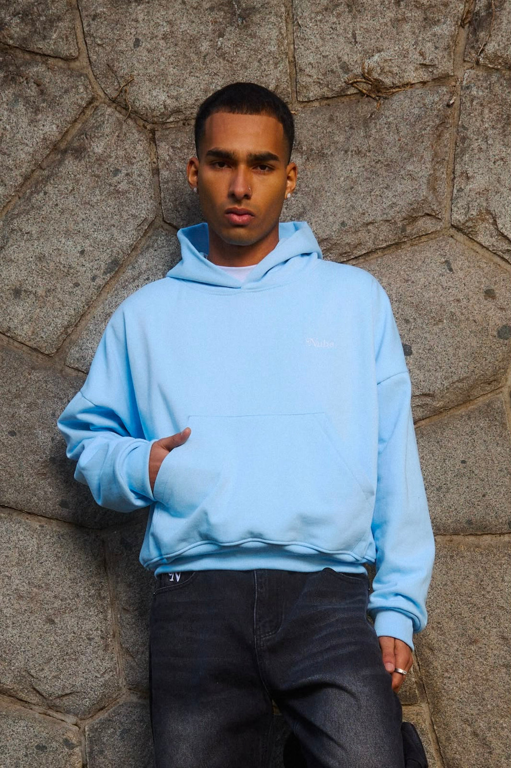 Heavy Basic Boxy Hoodie Baby Blue