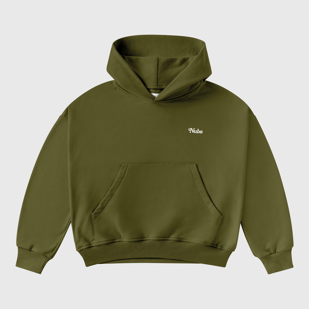 Basic Olive Green Boxy Hoodie