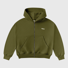 Cargar imagen en el visor de la galería, Basic Olive Green Zip Boxy Hoodie
