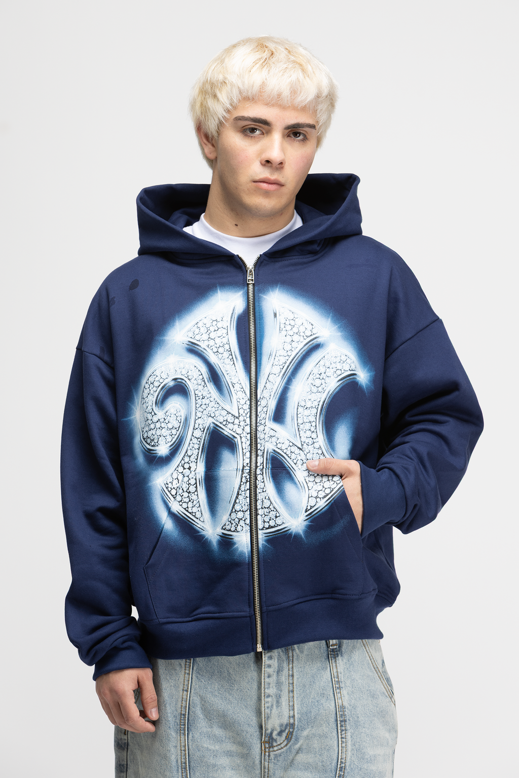 Nubees Bling Zip Hoodie Navy