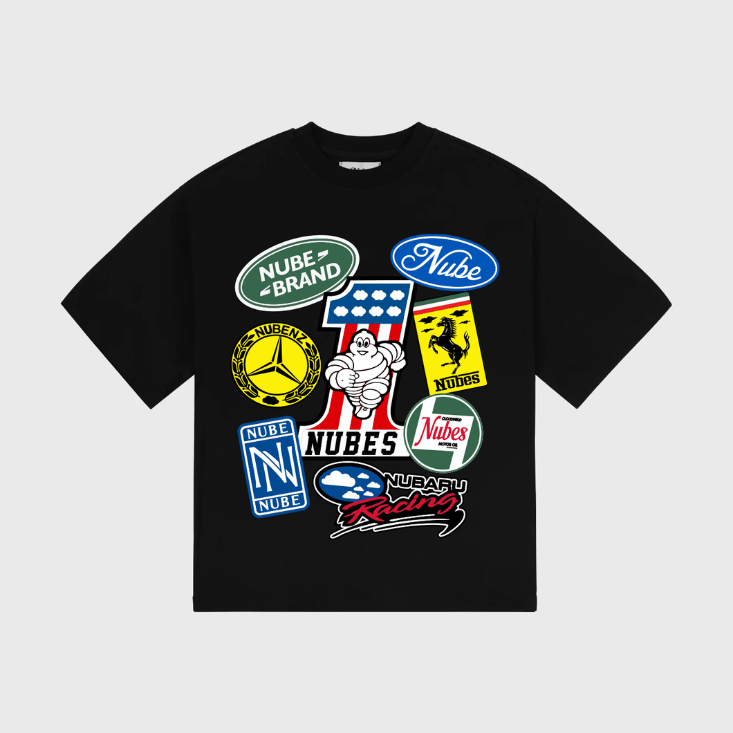 Racing Stickers Black Boxy Tee