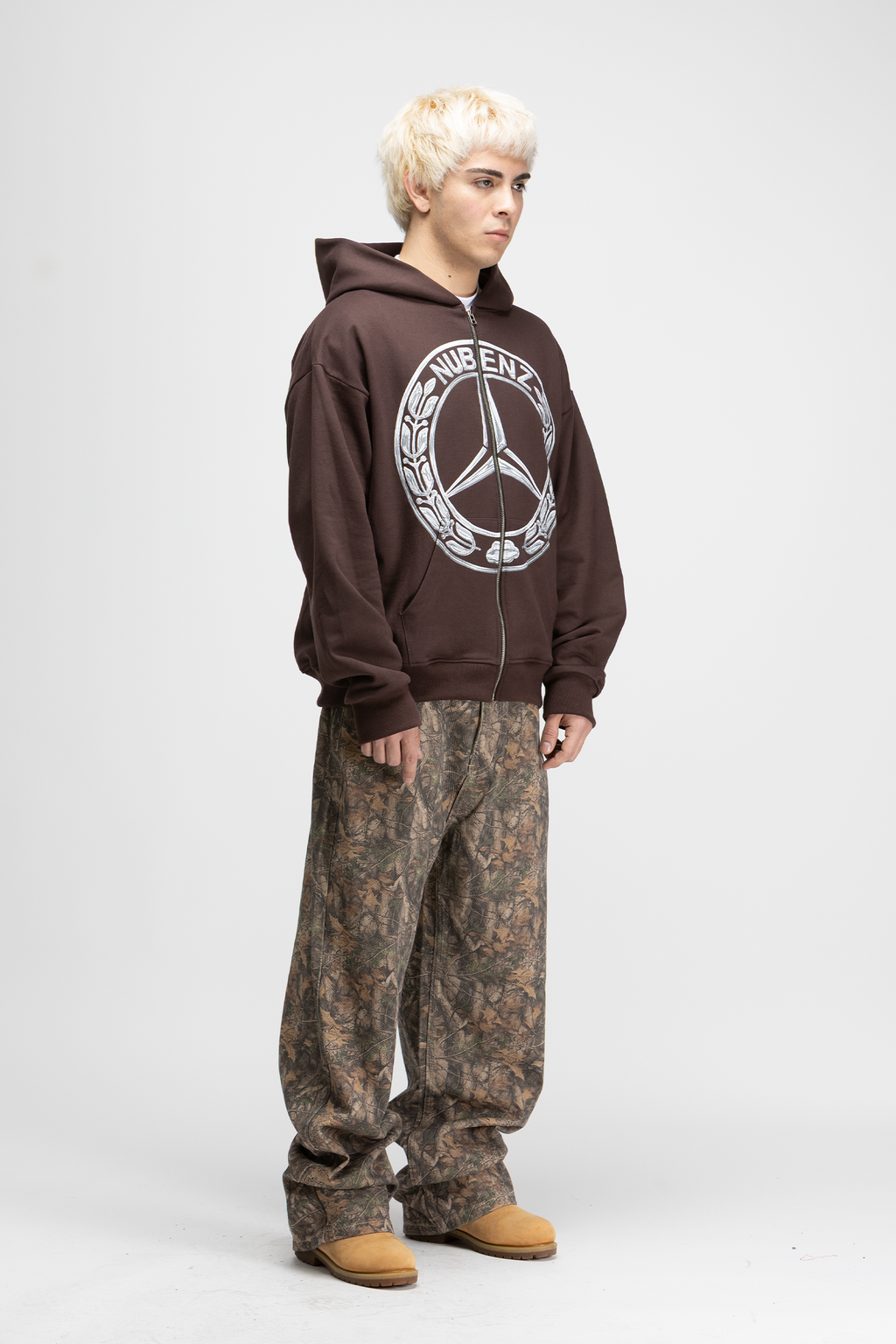Nubenz Chrome Zip Hoodie Chocolate