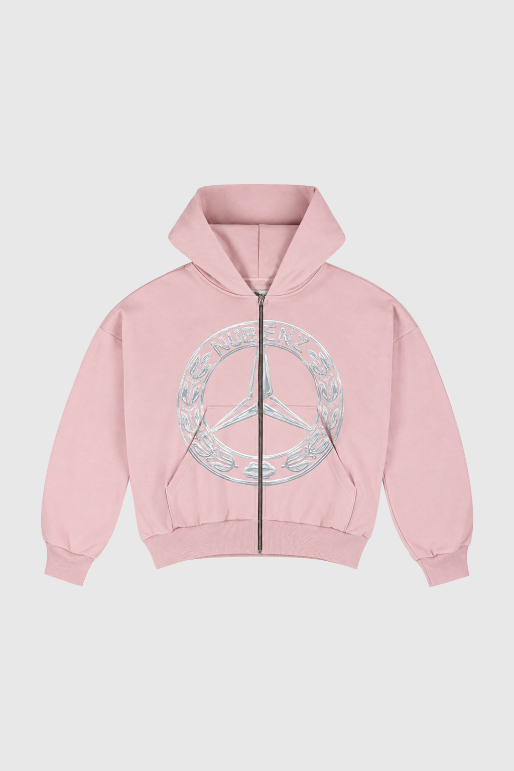 Nubenz Chrome Zip Hoodie Baby Pink