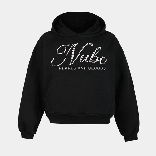 Pearls and Clouds Black Raglan Hoodie