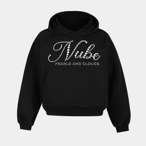 Pearls and Clouds Black Raglan Hoodie