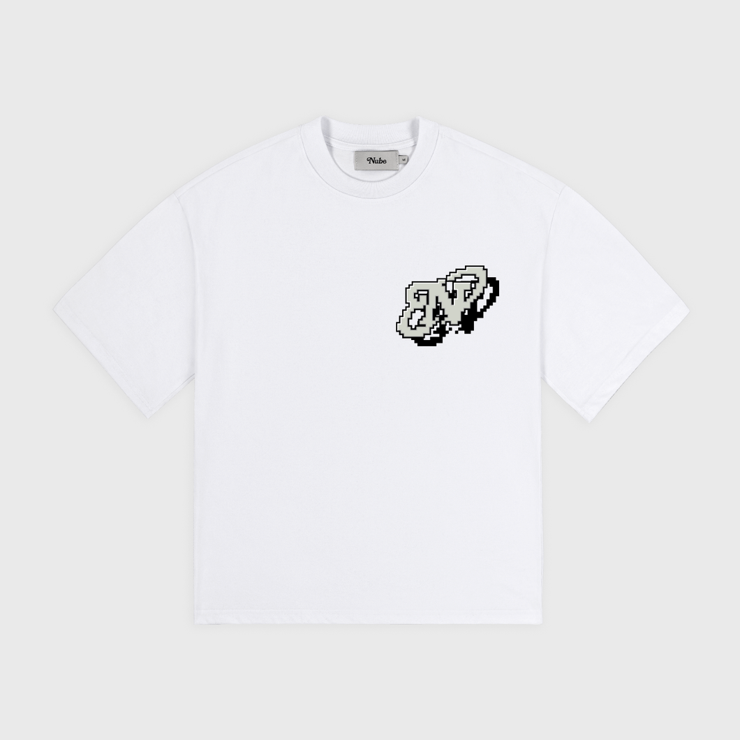 Pixel Web White Boxy Tee