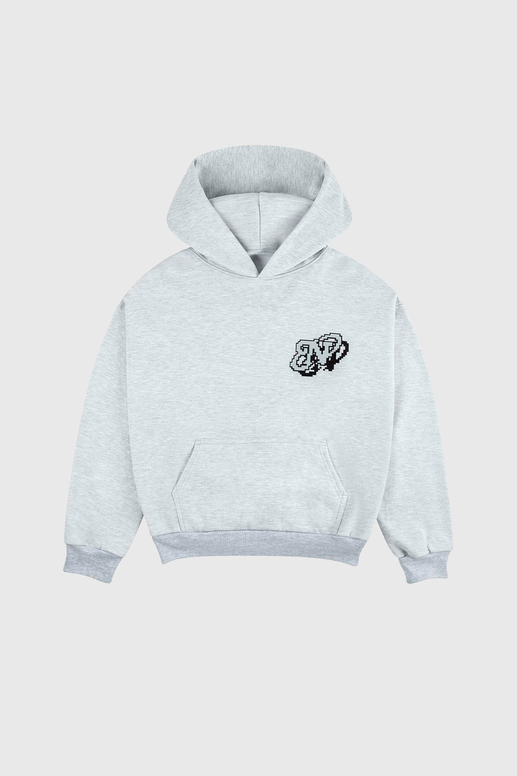 Pixel Web Melange Grey Hoodie