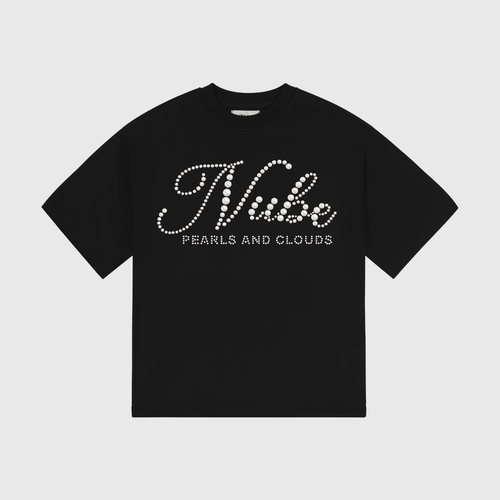 Pearls and Clouds Black Boxy Tee