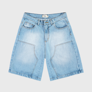 Double Knee Light Washed Denim Short