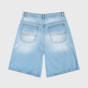 Double Knee Light Washed Denim Short