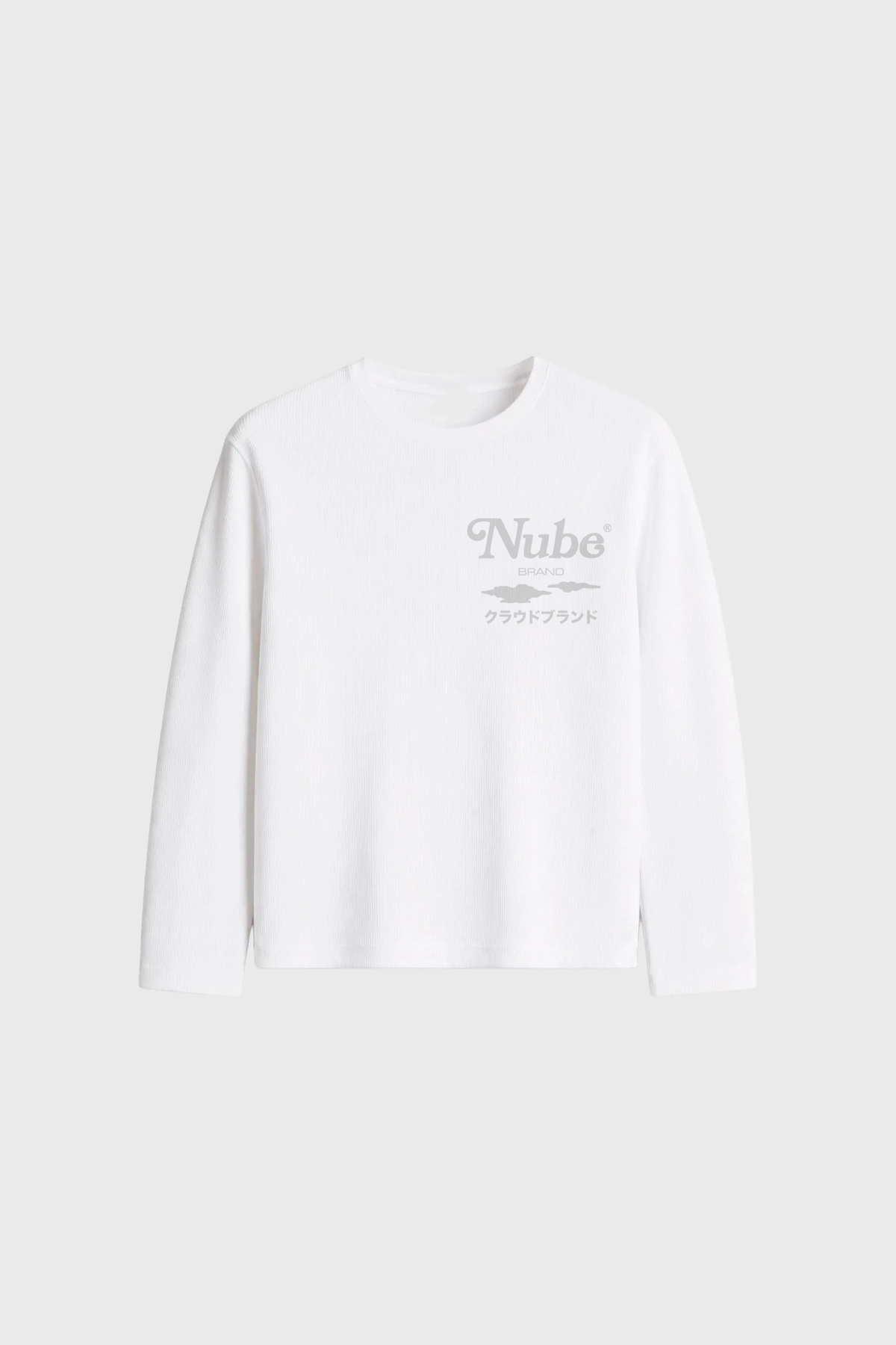 Japanese Logo Waffle Long sleeve White