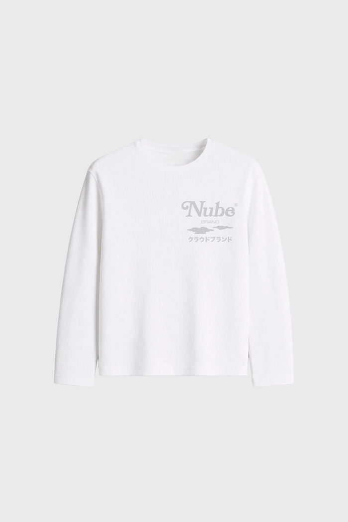 Japanese Logo Waffle Long sleeve White