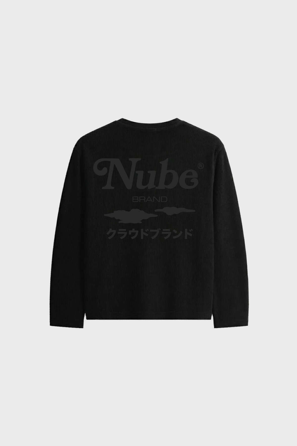 Japanese Logo Waffle Long sleeve Black