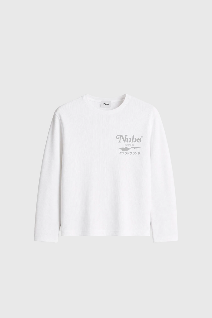 Japanese Logo Waffle Long sleeve White