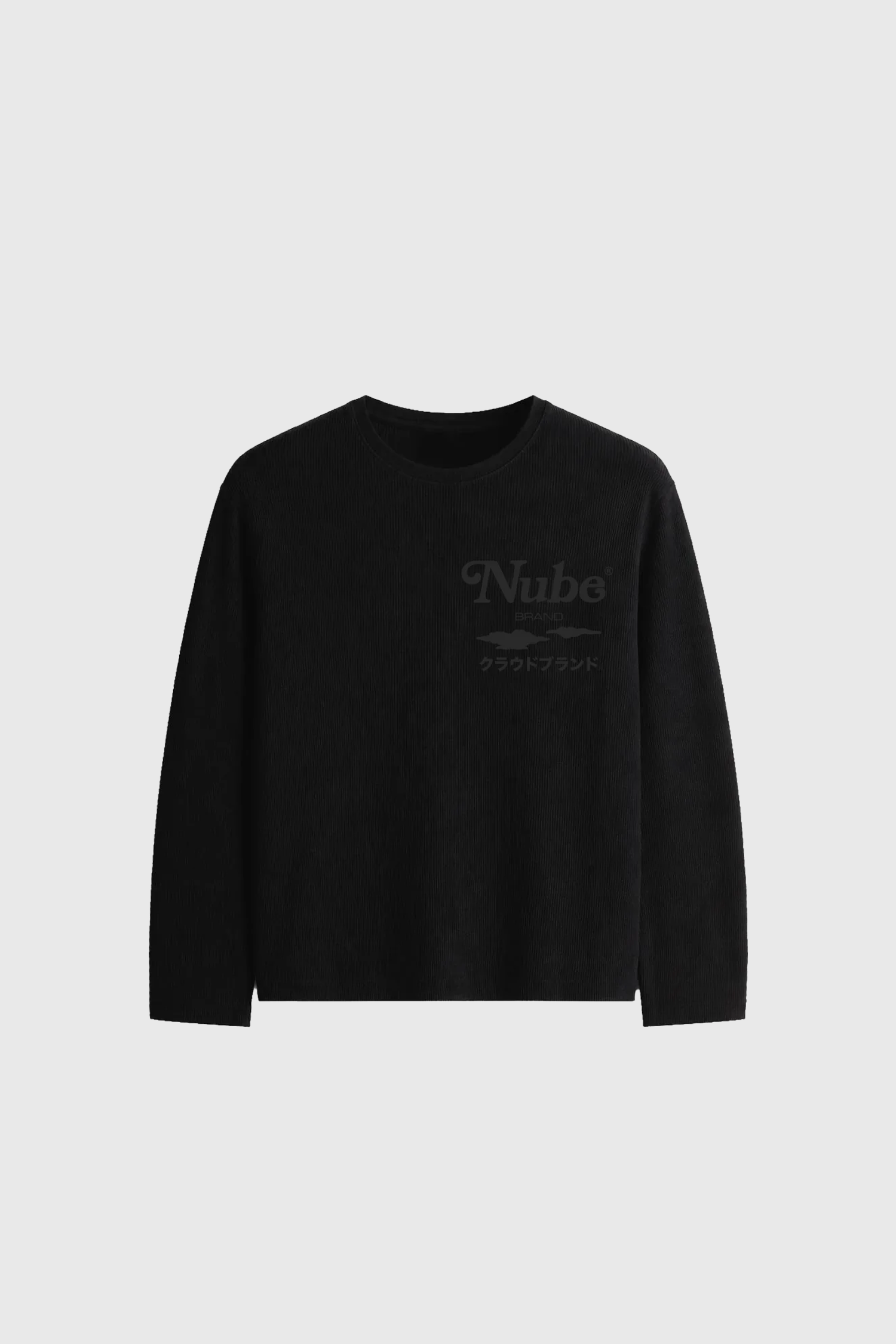Japanese Logo Waffle Long sleeve Black
