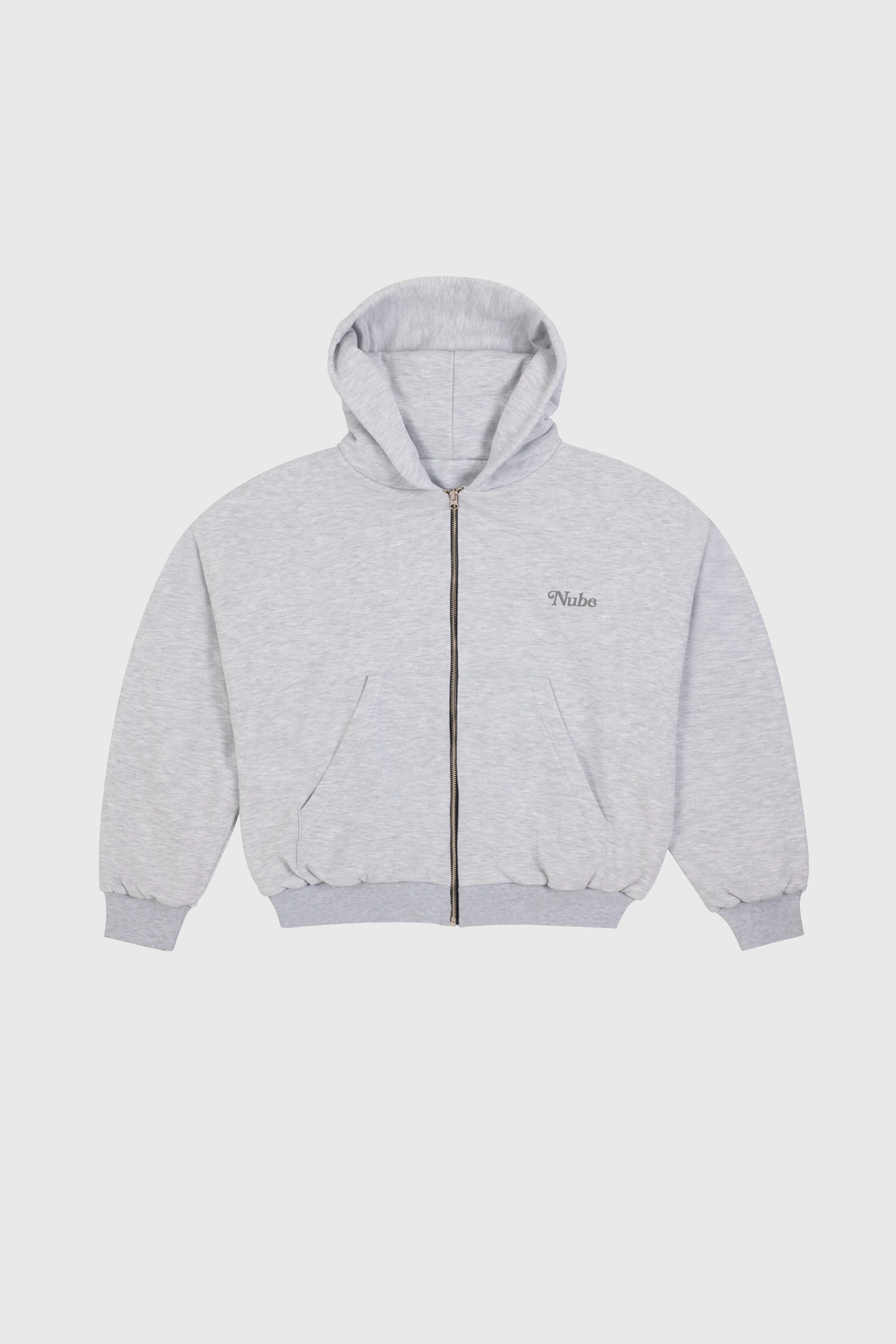 Heavy Basic Zip Hoodie Melange Grey