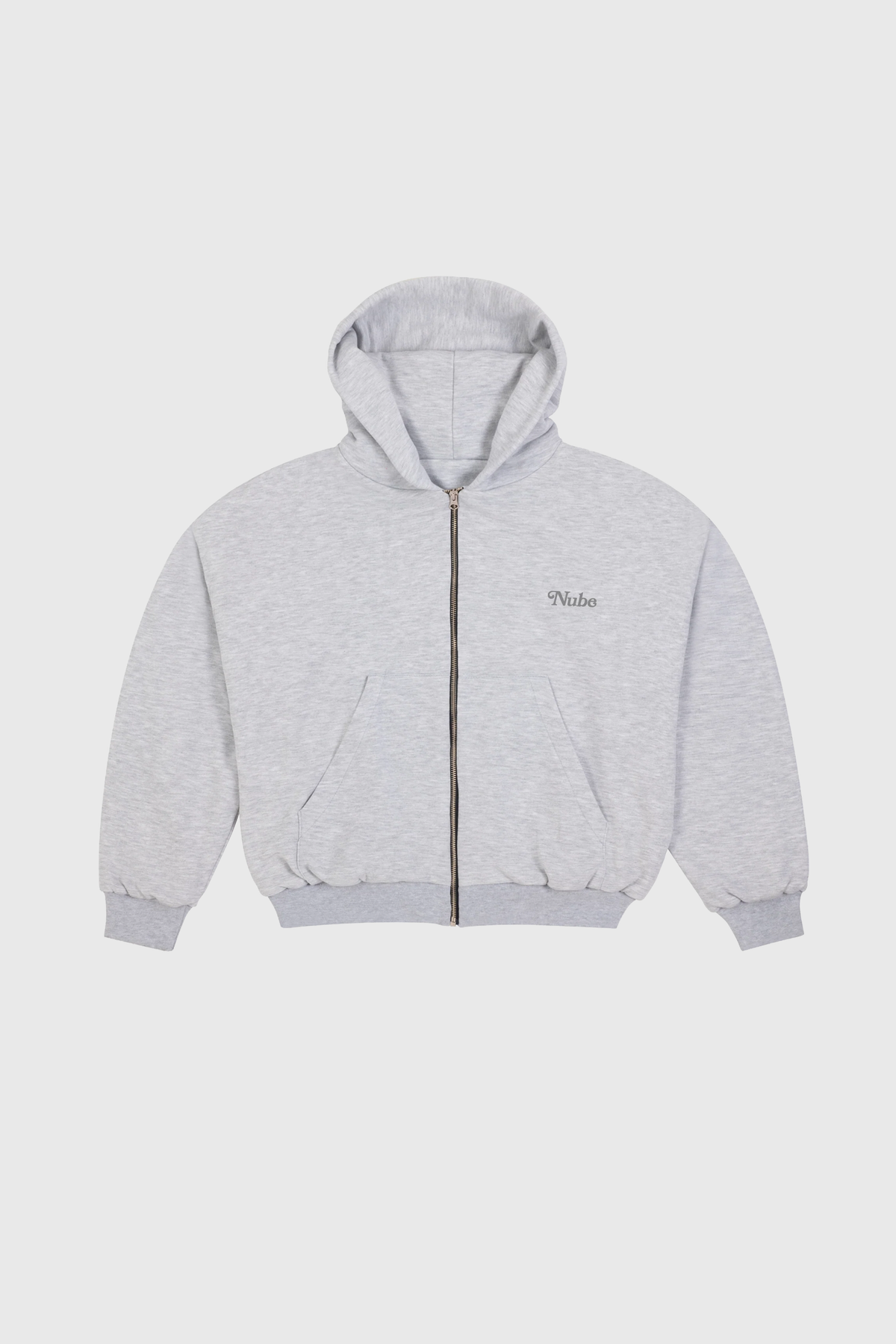 Heavy Basic Zip Hoodie Melange Grey