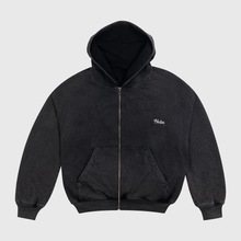Cargar imagen en el visor de la galería, Heavy &amp; Cozy Washed Black Zip Hoodie