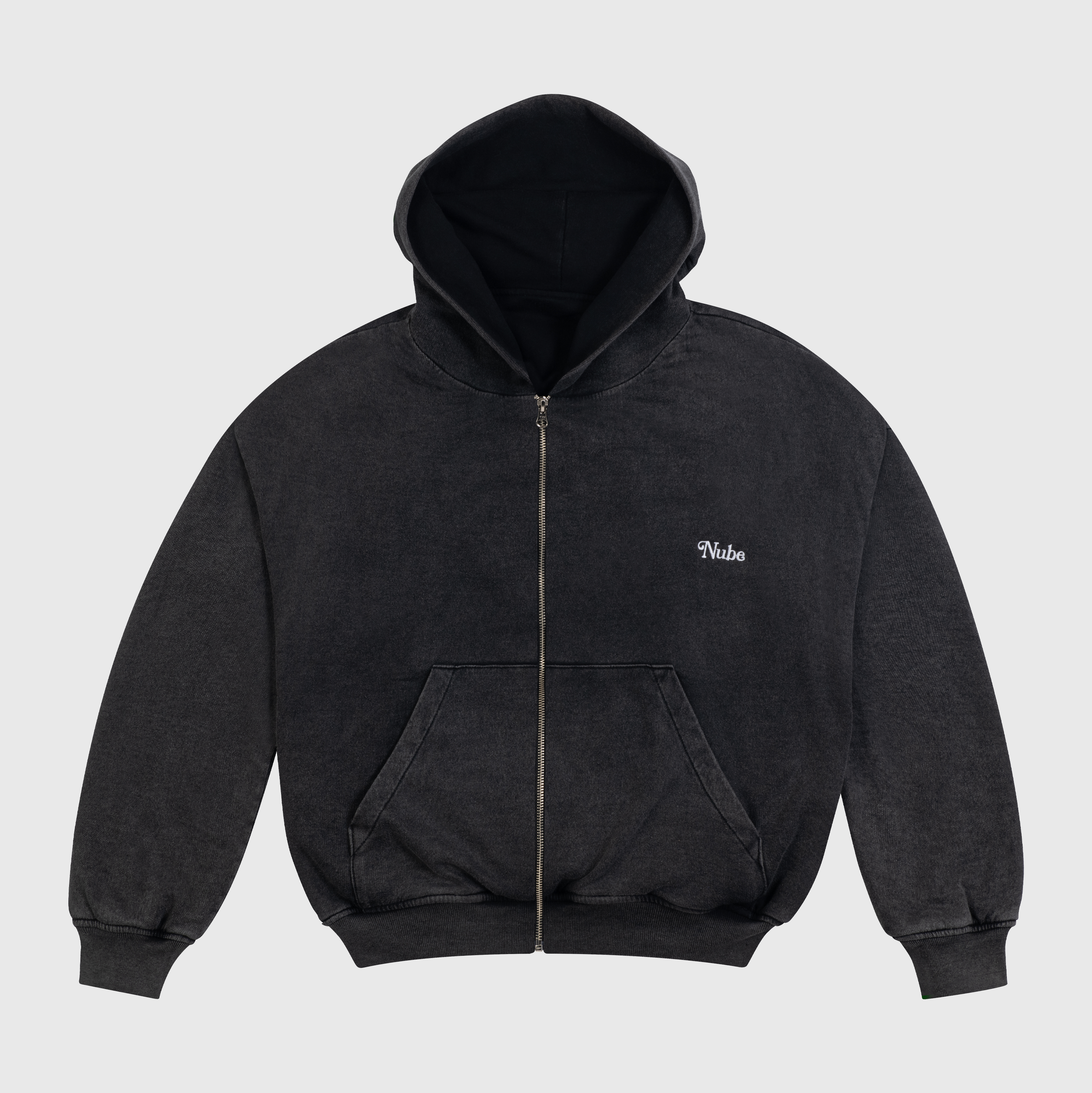 Heavy & Cozy Washed Black Zip Hoodie – Nubebrand